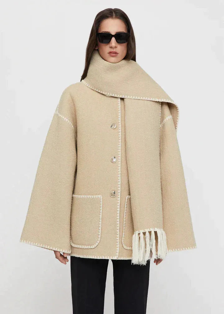 Frauen Winterjacken Set: Stilvolle Jacke mit Schal für Herbst/Winter
