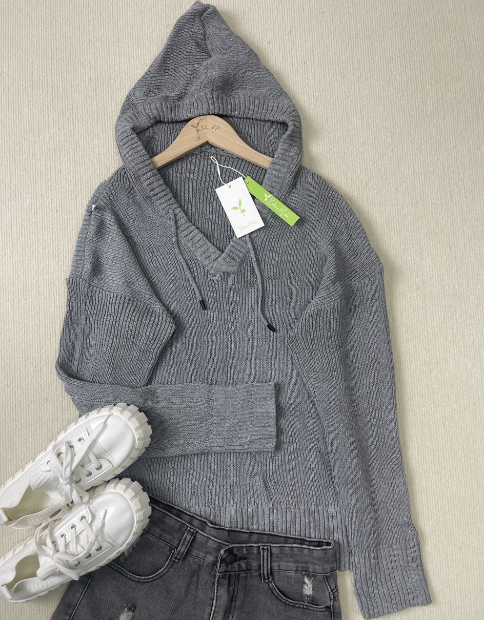 Monci® - Grauer einfarbiger Kapuzenpullover