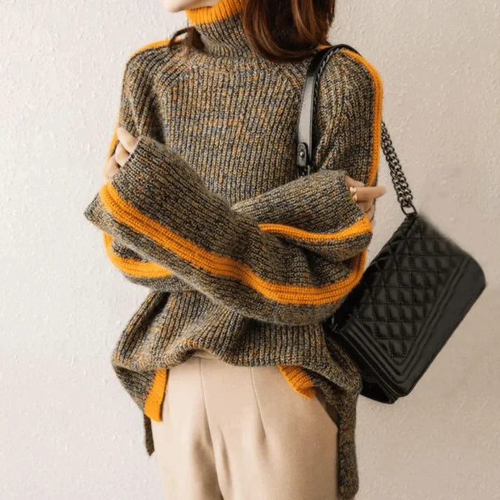 Ravelyn – rollkragenpullover aus gemischtem strick
