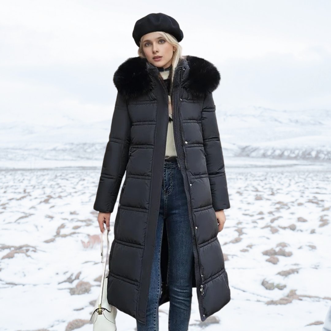 Lucassana - Langer Winterpelzmantel für Frauen - elegant und warm