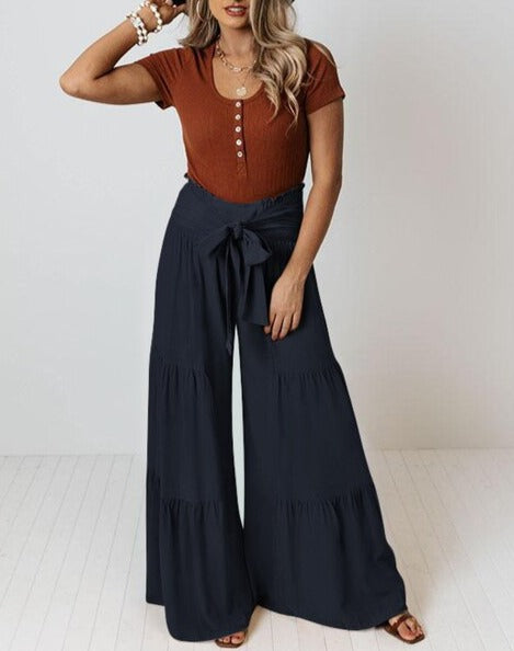 LAUREN - Plisseehose mit elastischem Bund