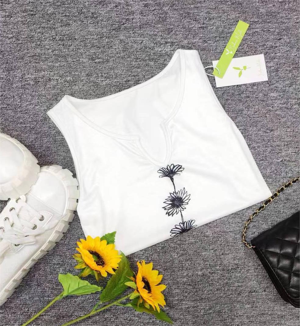 SpringStil® - Weißes ärmelloses Daisy Tank-Top mit gekerbtem Ausschnitt