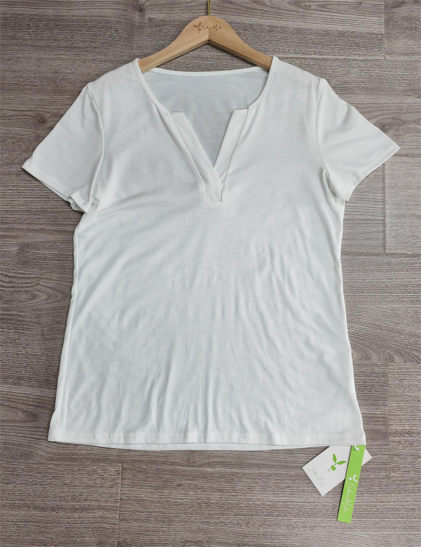 SpringStil® - Weißes kurzärmeliges einfarbiges Top