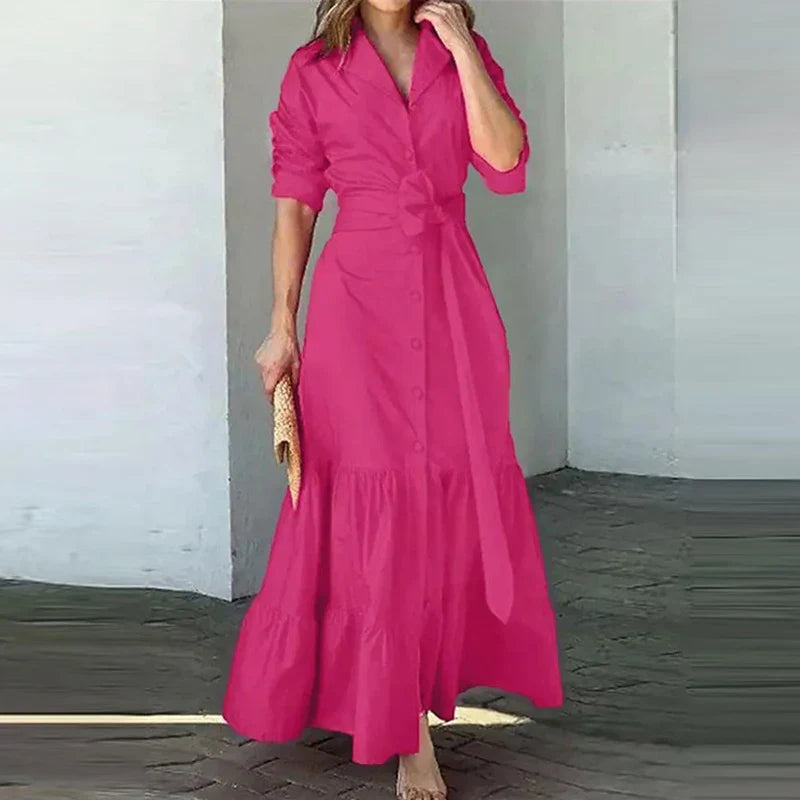Coralia - Langes Kleid in Korallenrot