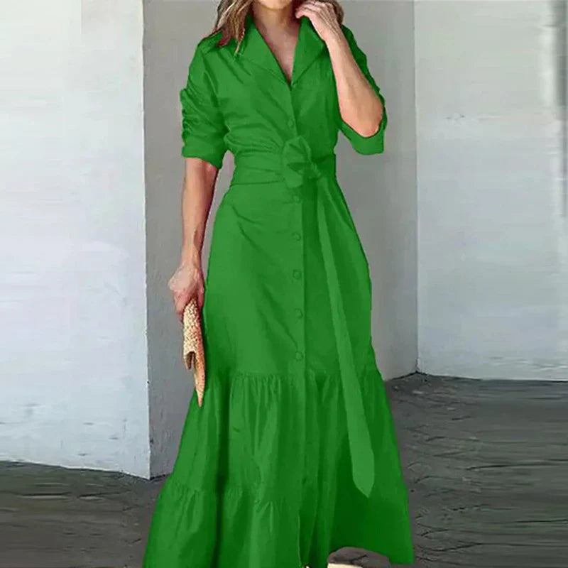 Coralia - Langes Kleid in Korallenrot