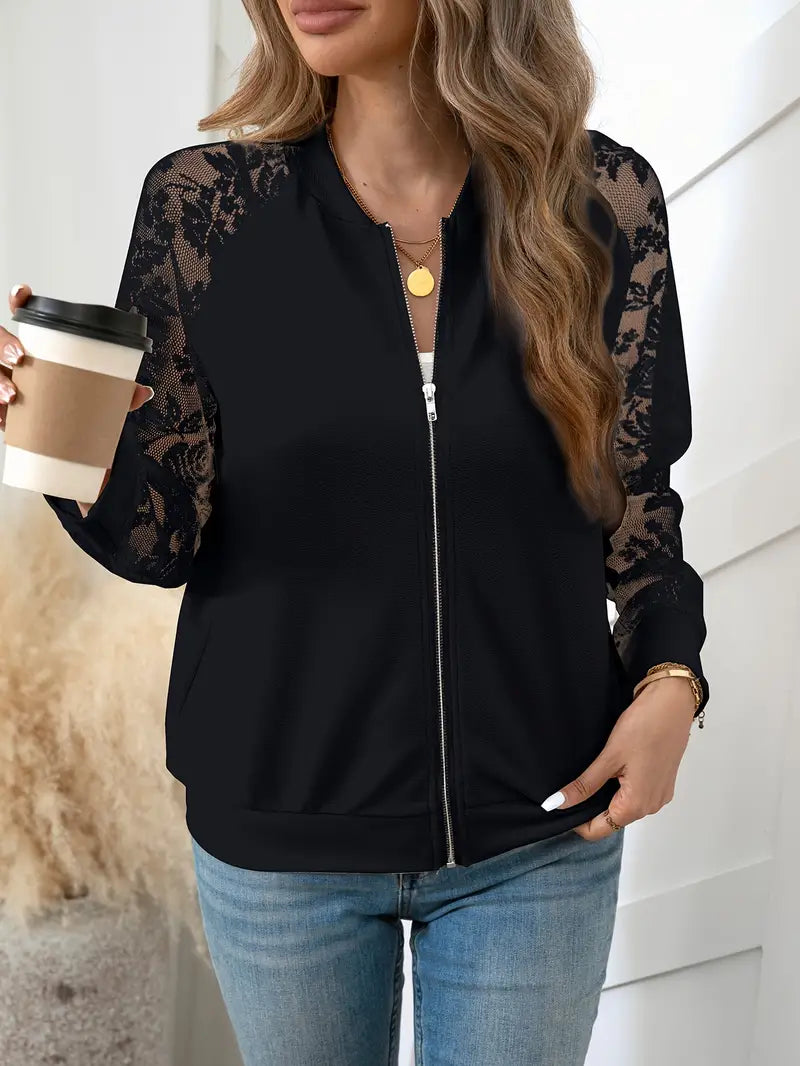 Lavender - Schicke kontrastierende Jacke mit Reißverschluss