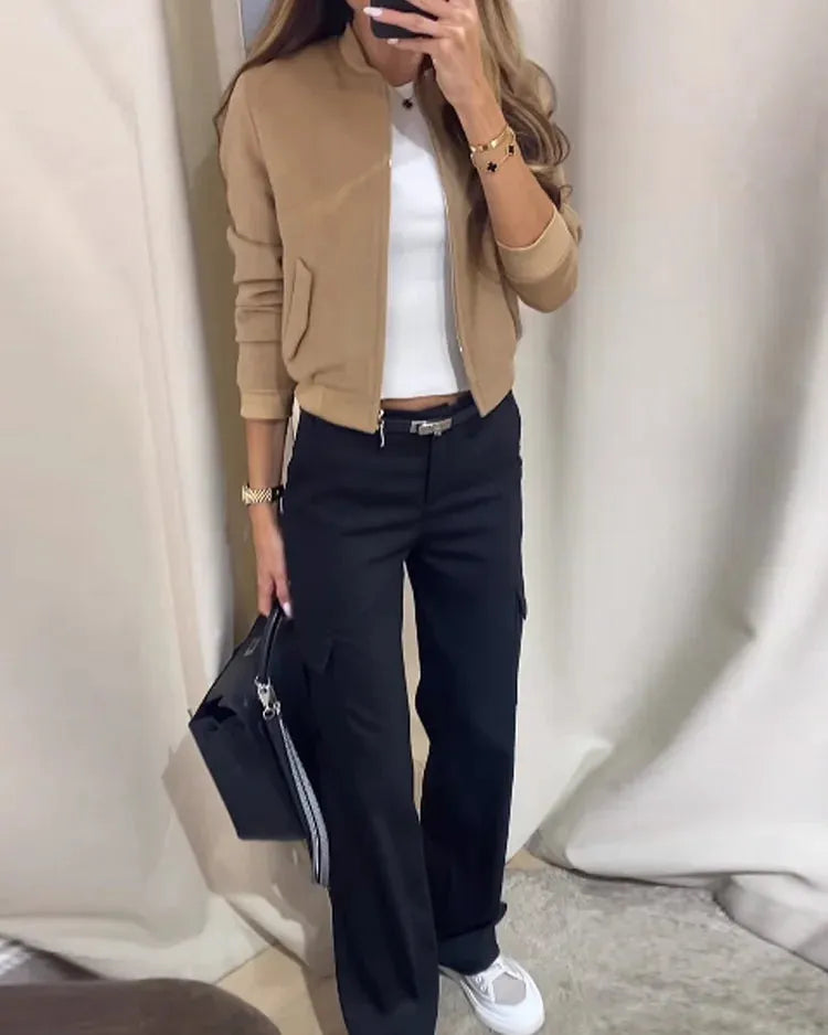 Moderne Frauen-Bomberjacken mit praktischen Taschen für Herbst/Winter