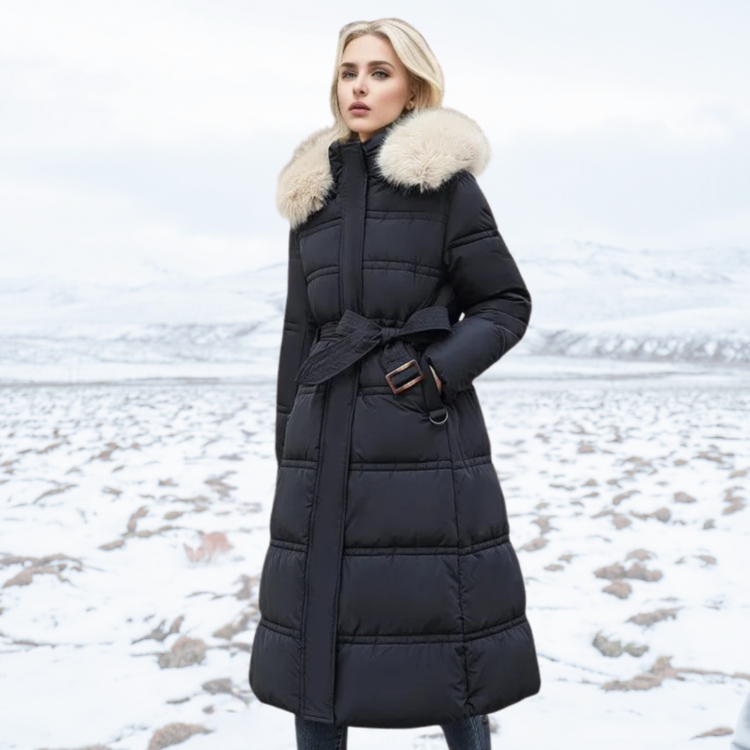 Lucassana - Langer Winterpelzmantel für Frauen - elegant und warm