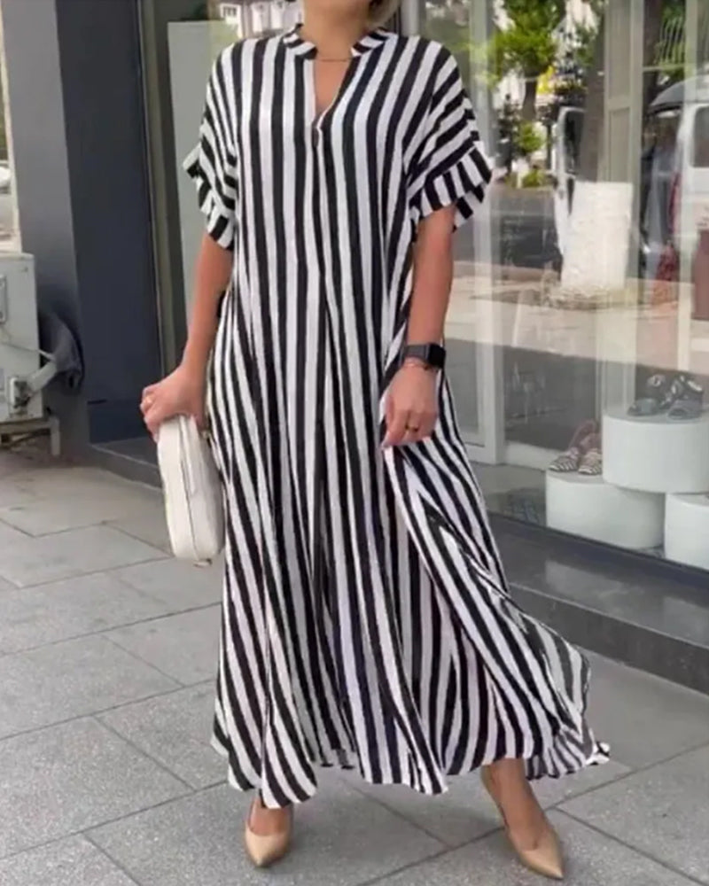 Amara | Elegantes Kleid mit V-Ausschnitt und Streifen