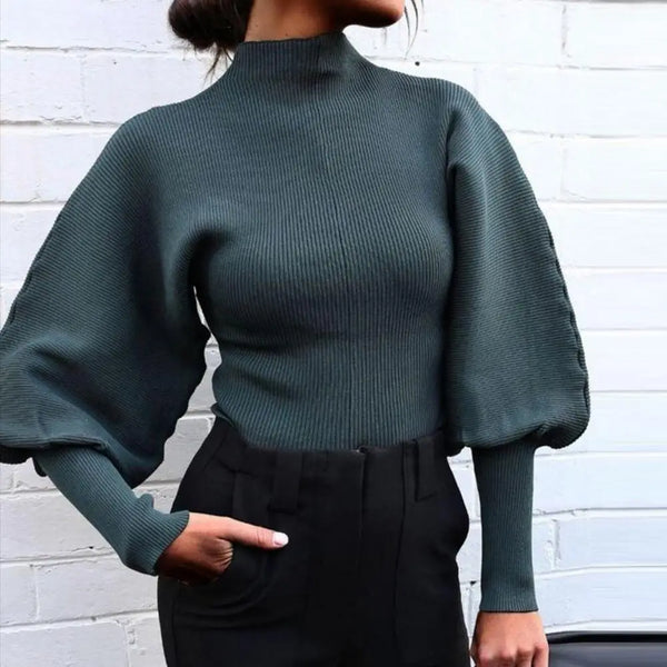 Lydia - Langärmeliger Damenpullover mit Puffschulter für vielseitiges Styling