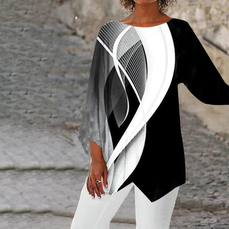 FallStil® - Modernes geometrisches langärmeliges Tunika-Top