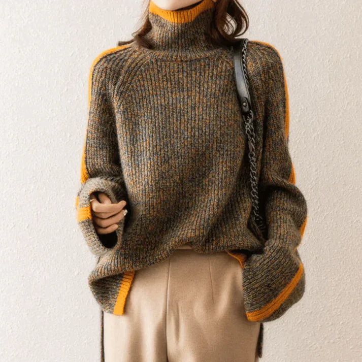 Ravelyn – rollkragenpullover aus gemischtem strick
