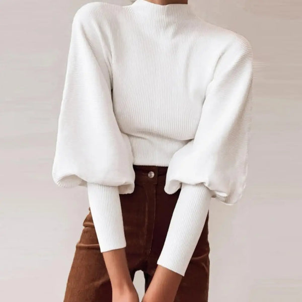 Lydia - Langärmeliger Damenpullover mit Puffschulter für vielseitiges Styling