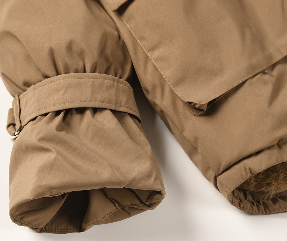 Damenmantel aus Plüsch mit langen Ärmeln