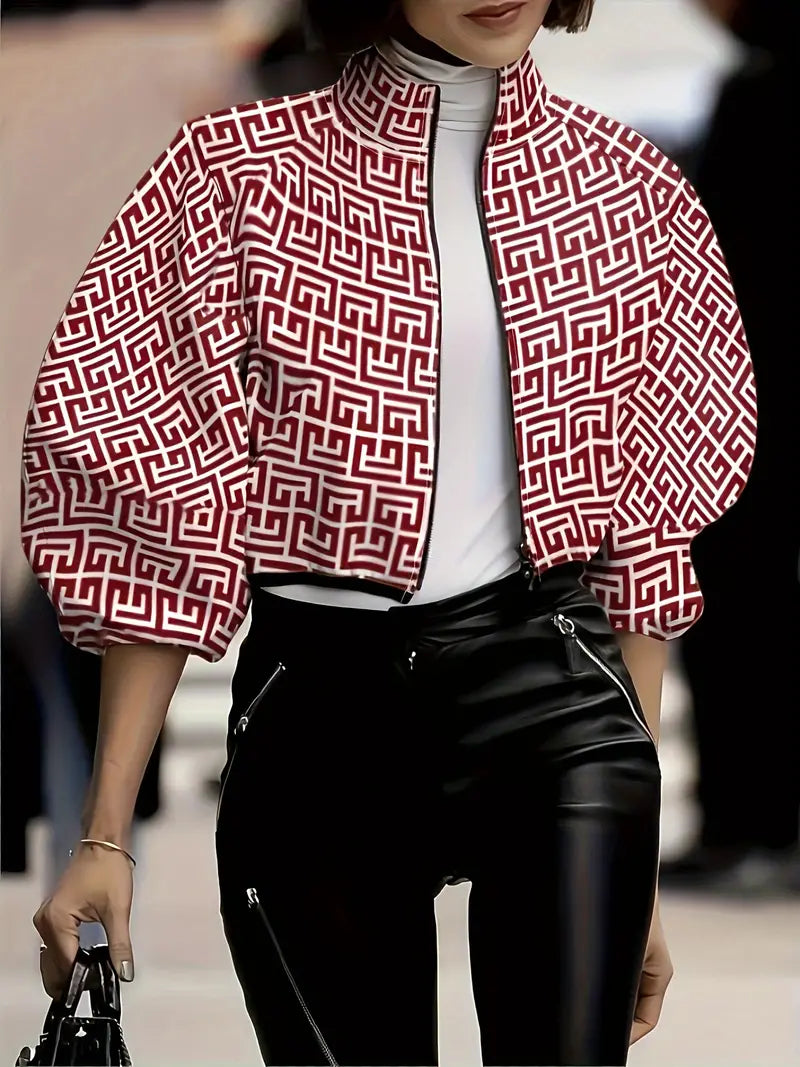 Cassidy - Hochgeschlossene Jacke mit Reißverschluss und Tupfenmuster