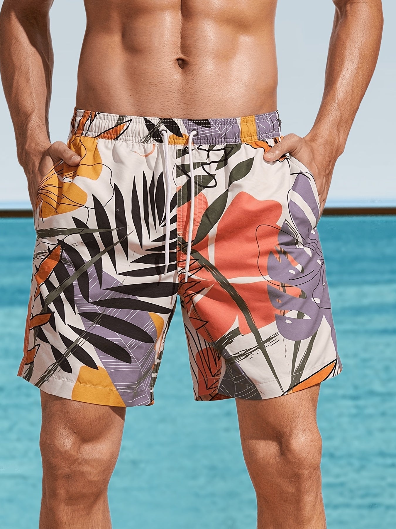 Badeshorts mit Blattmuster - Lukas