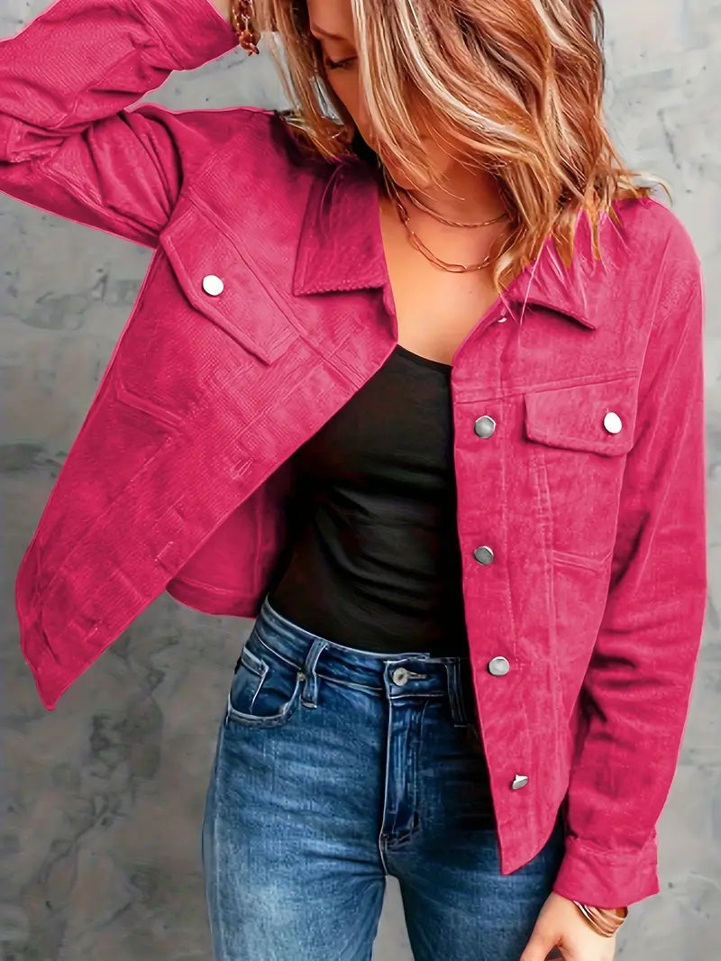 Beau - Modische Cordjacke mit Knopfleiste und Klappentaschen