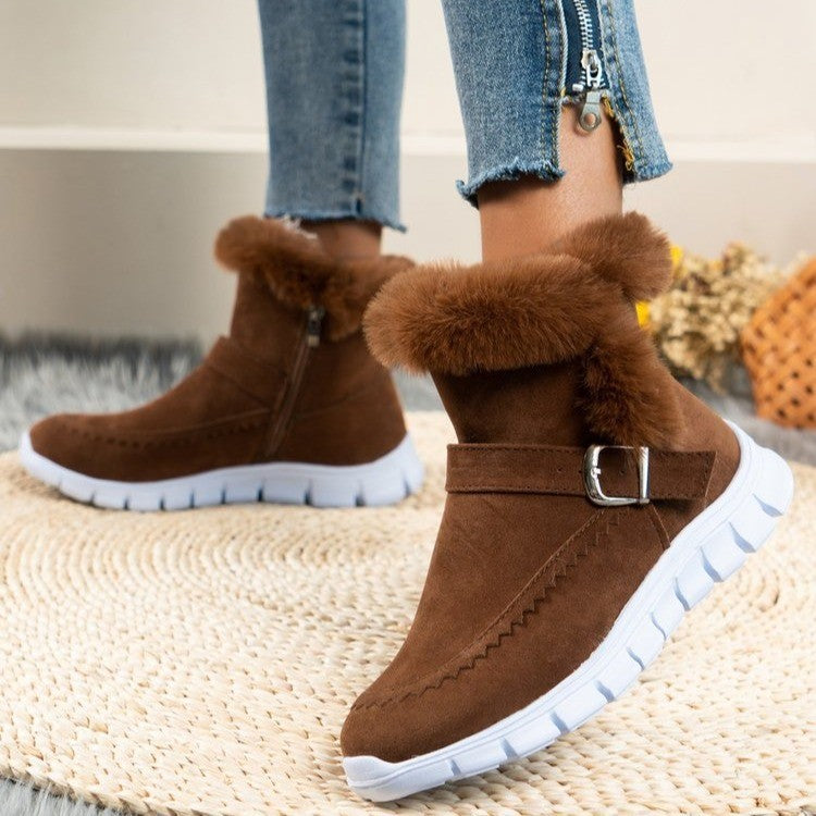 Reyna™ Warme knöchelhohe Schneestiefel aus Samt mit Schnallen-Design