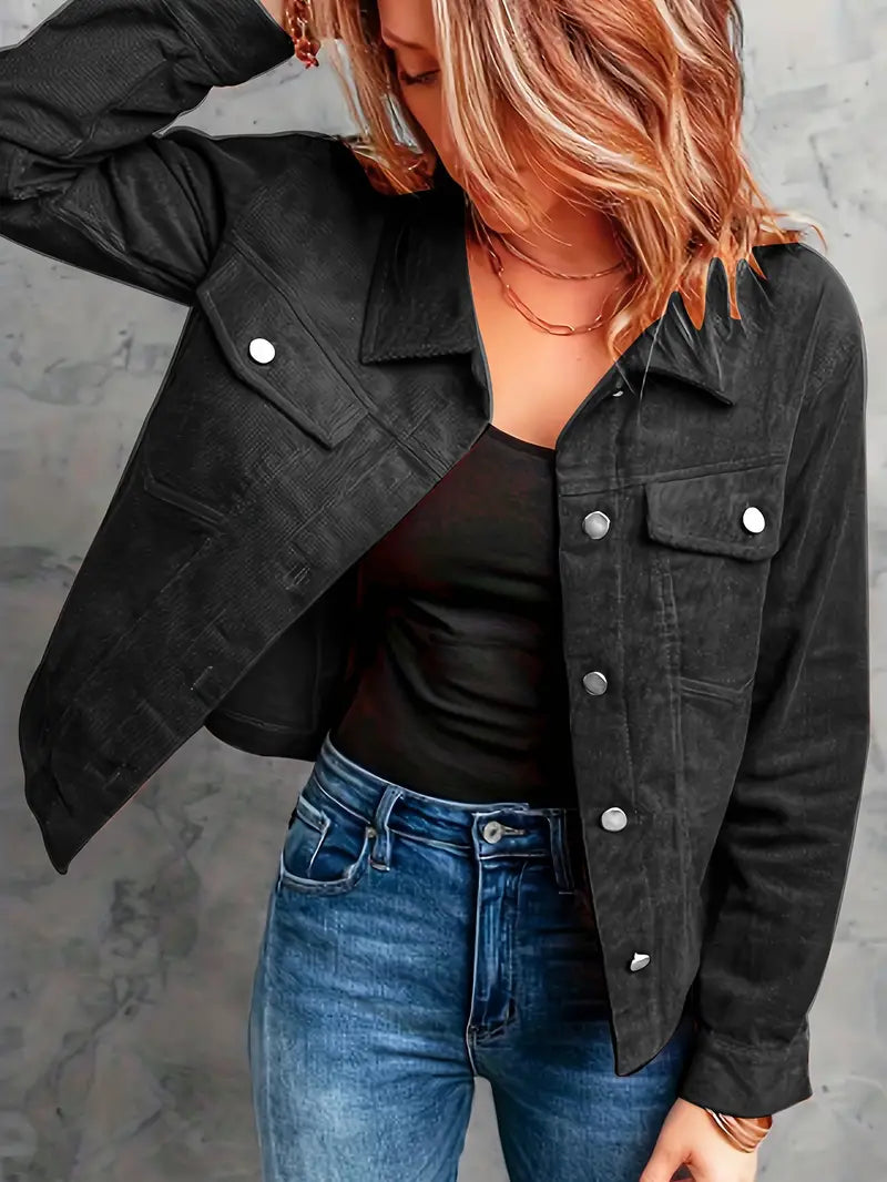 Beau - Modische Cordjacke mit Knopfleiste und Klappentaschen