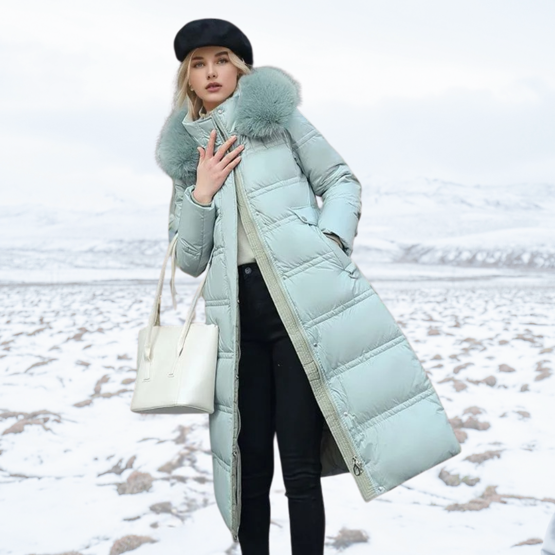 Lucassana - Langer Winterpelzmantel für Frauen - elegant und warm