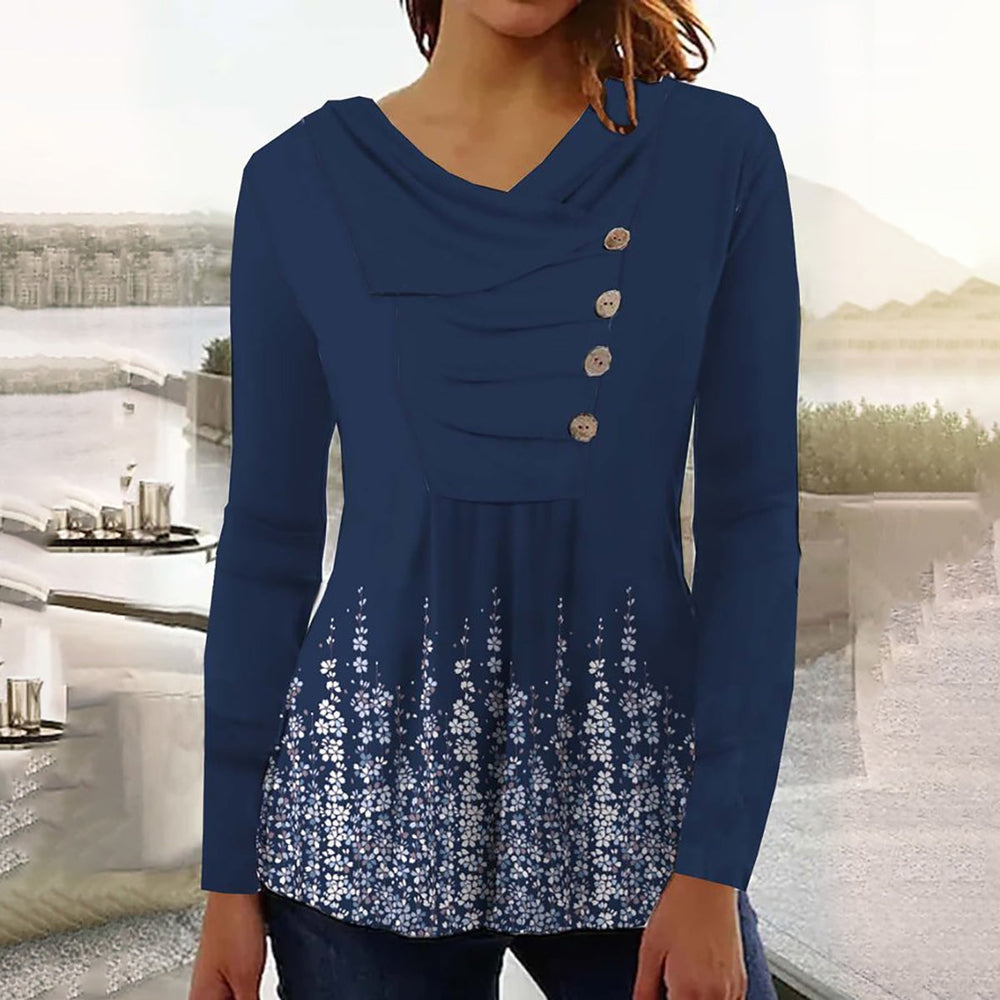 FallStil® - Langärmeliges Top mit blauem Druck