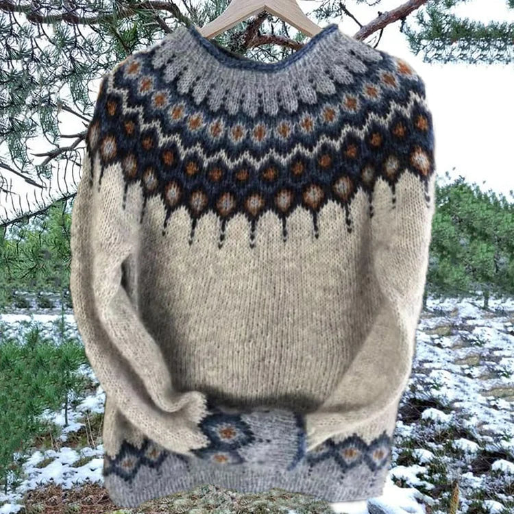 Myha - Isländischer Vintage Strick-Jacquard Pullover