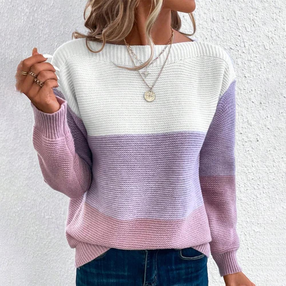 Block-Pullover in Violett für Frauen