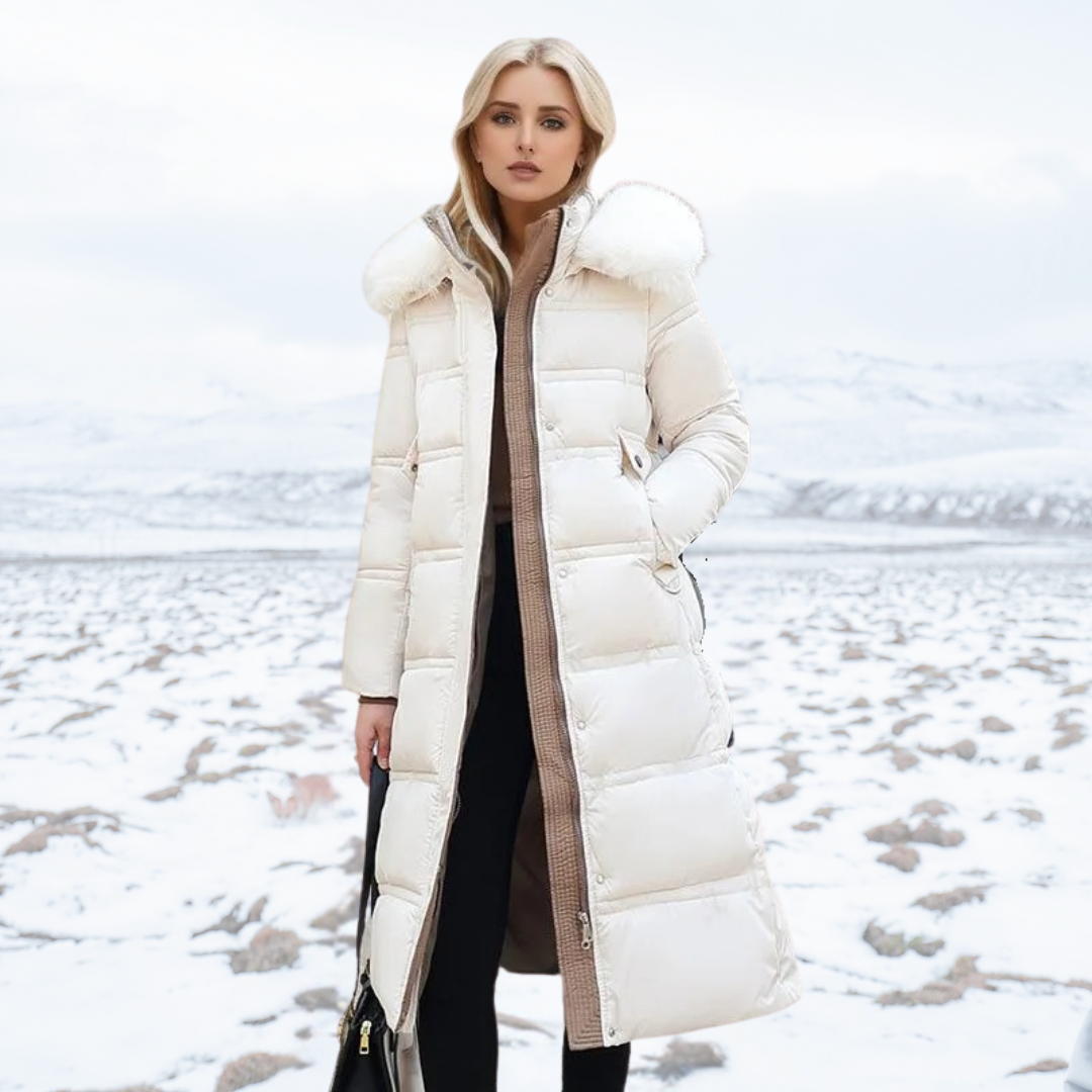 Lucassana - Langer Winterpelzmantel für Frauen - elegant und warm