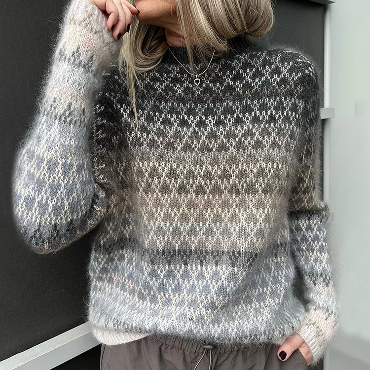 Ela - Isländischer Vintage Strick-Jacquard Pullover