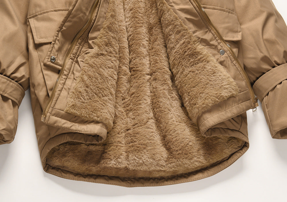 Damenmantel aus Plüsch mit langen Ärmeln