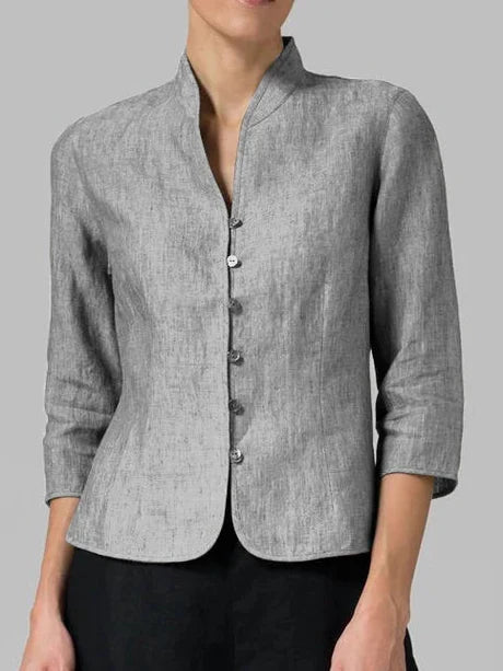 Brynna | hochwertige damen bluse mit stehkragen