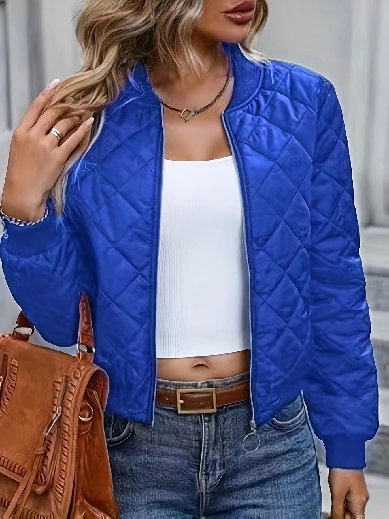 Bomberjacke mit Argyle-Muster für Frauen