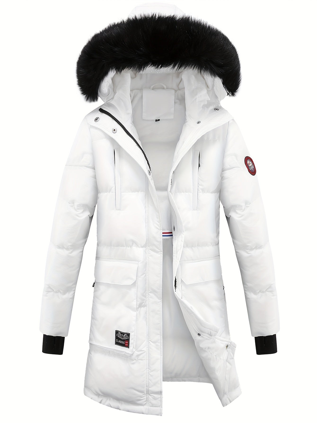 Damen-Winterjacke mit Kunstpelz und Steppung