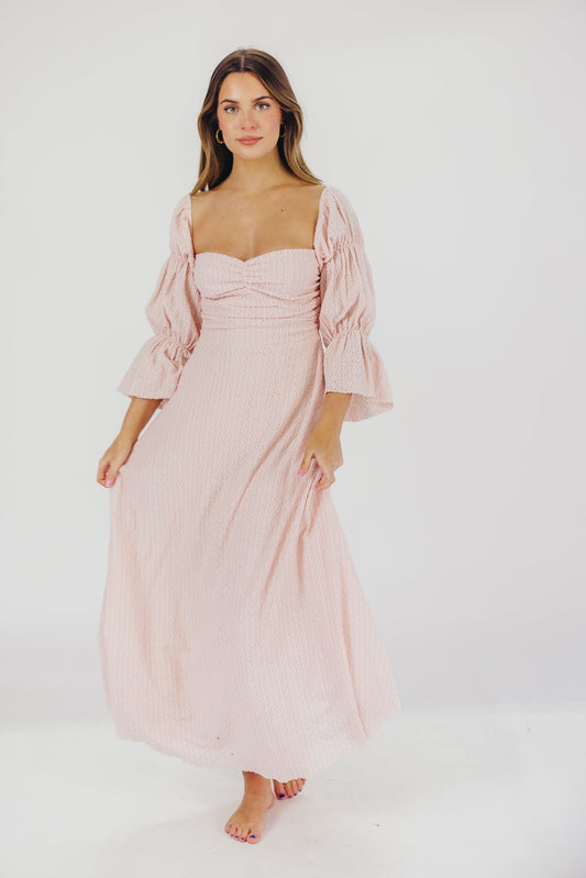 Corrine maxikleid mit gestuften armeln und taschen in ballerina pink - bump friendly