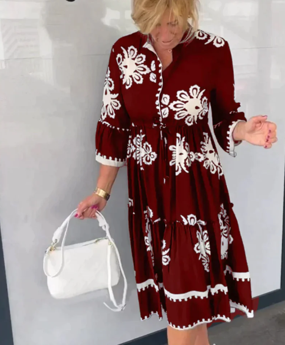 IZA - Elegantes Blumenkleid mit 3/4 Ärmeln