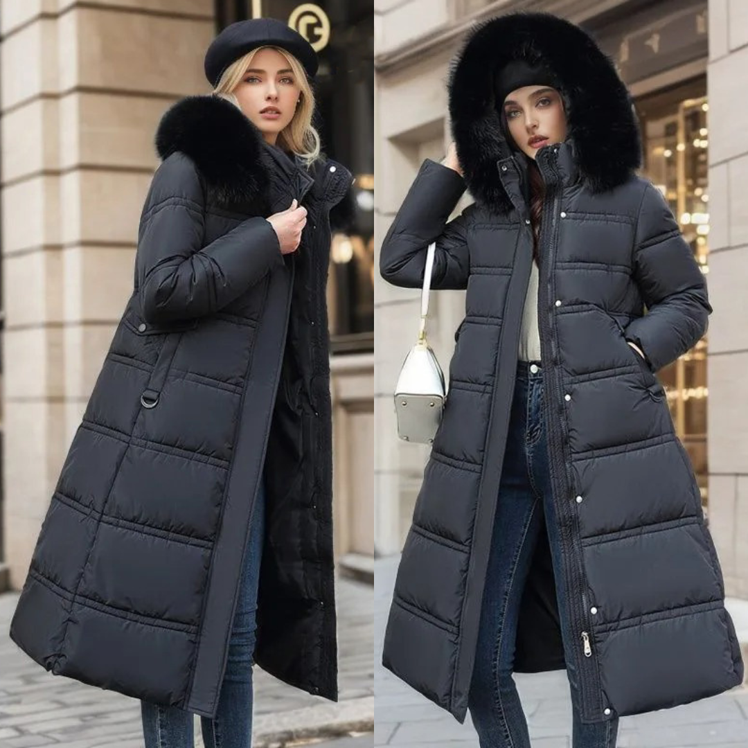 Lucassana - Langer Winterpelzmantel für Frauen - elegant und warm