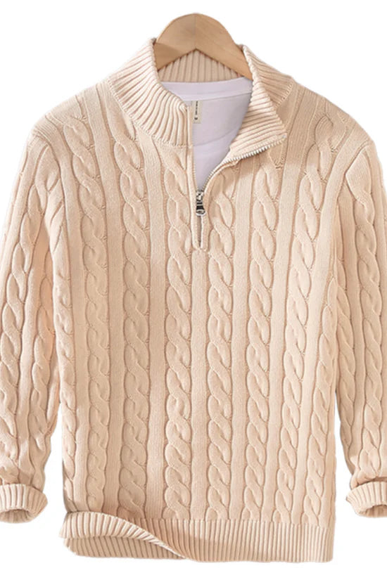 Anton - pullover mit halbem reißverschluss