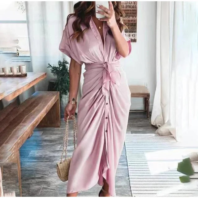 Clara - Roséfarbenes Hemdkleid mit Bandage