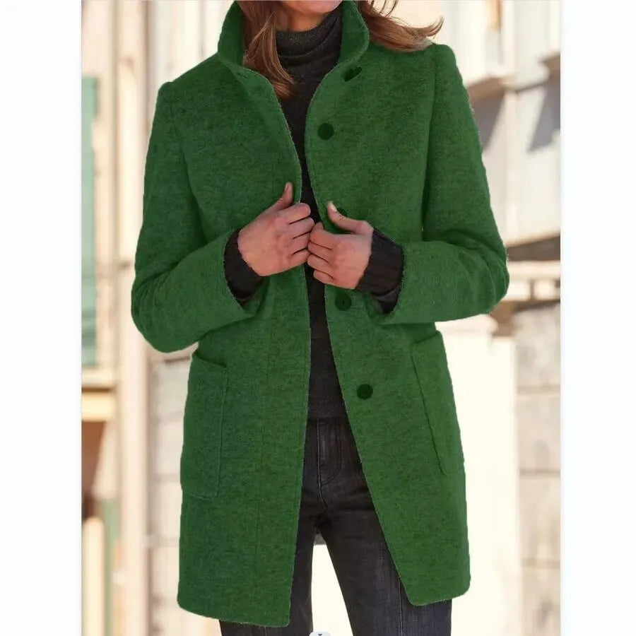 Elegante Wolljacken für Frauen mit stilvollem Kragen im Herbst/Winter