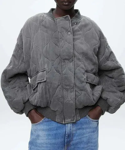 Frauen Steppjacke wattiert mit Rippbündchen für Herbst & Winter