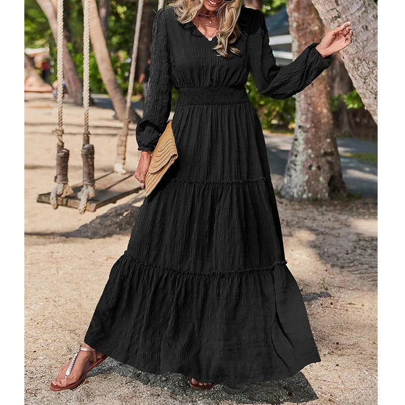 Amelie - Elegantes Maxikleid in Schwarz