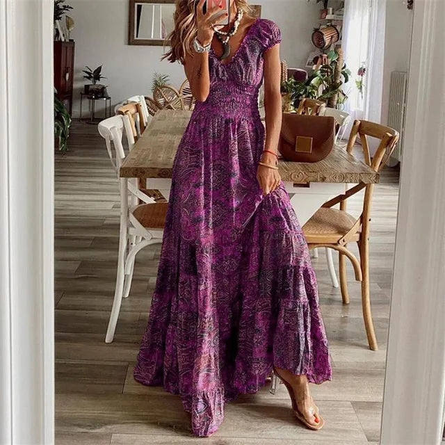 Amelie - Elegantes Maxikleid in Blautönen