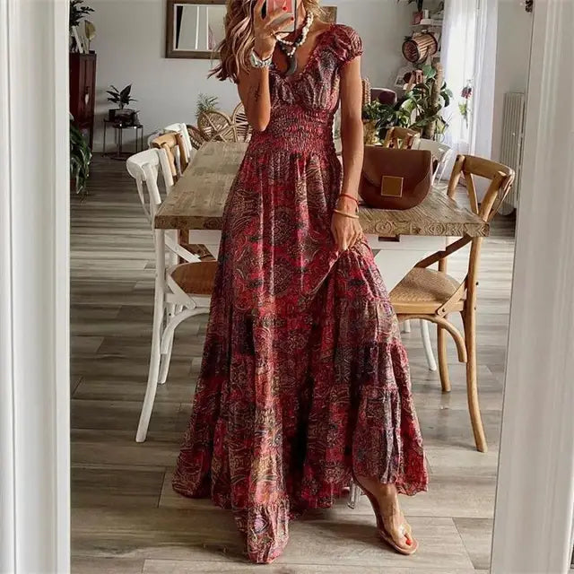 Amelie - Elegantes Maxikleid in Blautönen