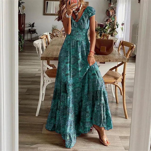 Amelie - Elegantes Maxikleid in Blautönen