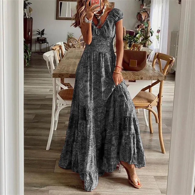 Amelie - Elegantes Maxikleid in Blautönen