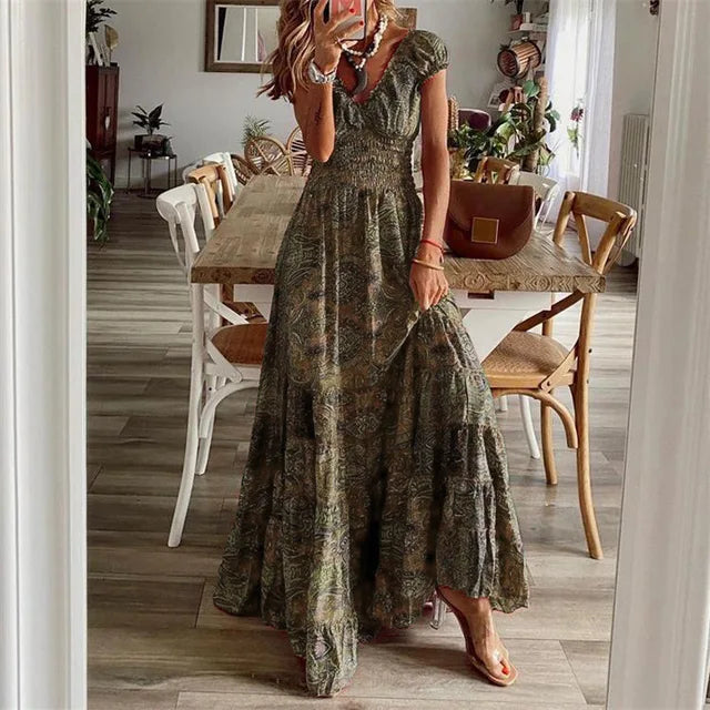 Amelie - Elegantes Maxikleid in Blautönen