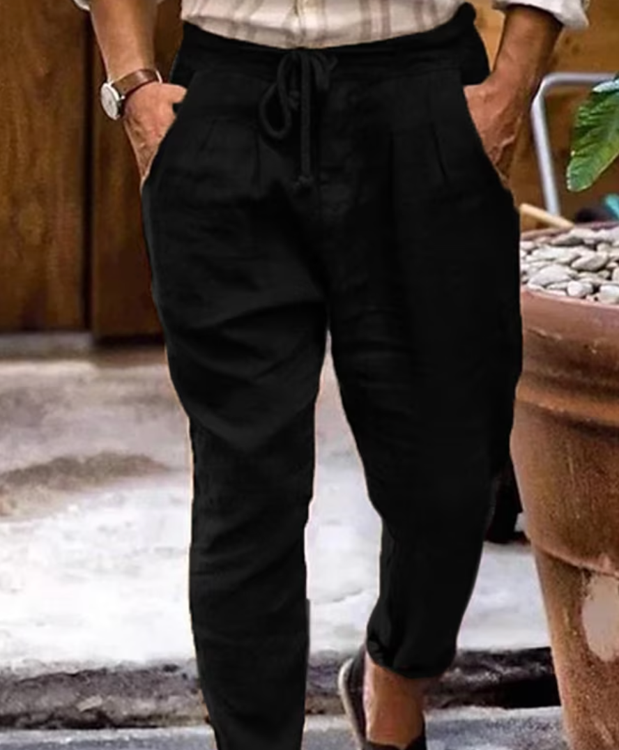 Schwarz Leinenhose für Herren