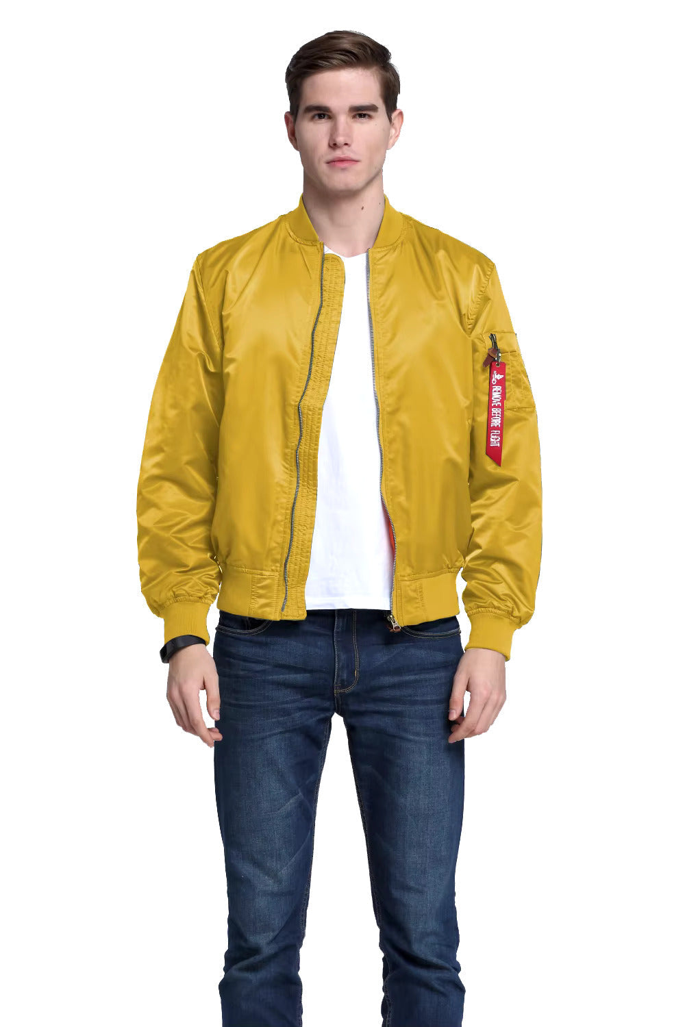 Klassische Bomberjacken mit markanten Reißverschlussdetails für Mann und Frau