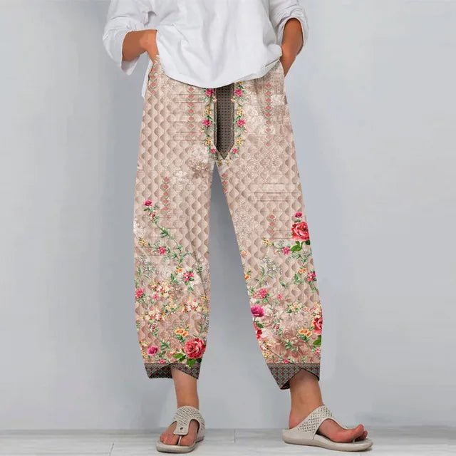 Grüne Blumenmuster Hosen - Sophie