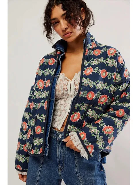 Christina - Vintage Blumen Bedruckte Jacke